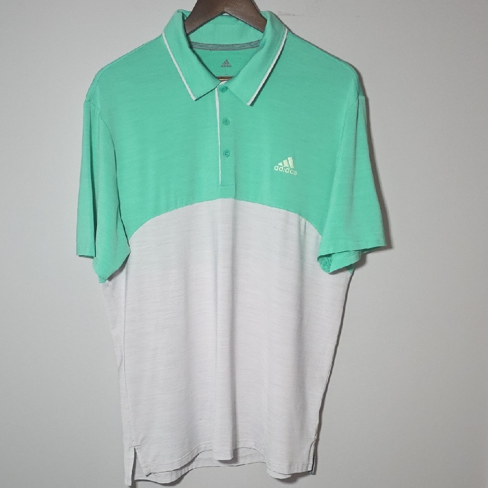 Adidas Men's Mint and Gray Polo Golf Shirt Size Large